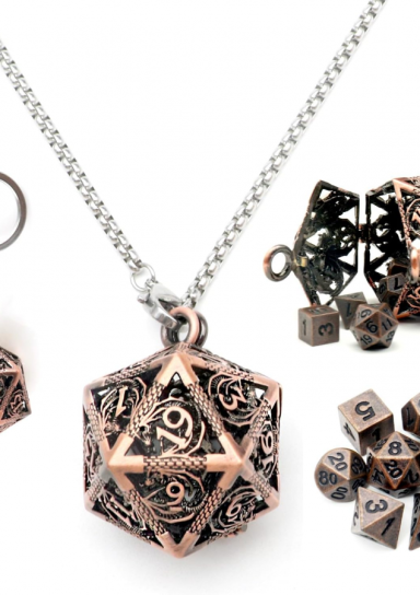 Mini Dice Set with Hollow D20 Necklace