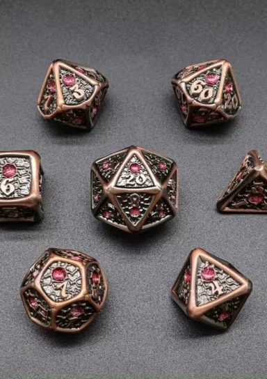 Metal Bronze & Rose RPG Dice Set