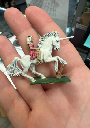 M49 – Pink Dress Lady Riding a Unicorn