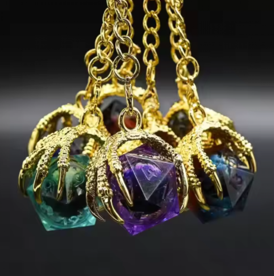 Exquisite D20 Liquid Dragon Eye Metal Keychain