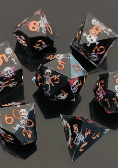 Dancing Skull Double Layer Resin Sharp Edge RPG Dice Set