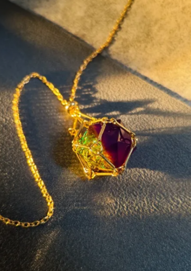 Purple/Gold D20 Necklace
