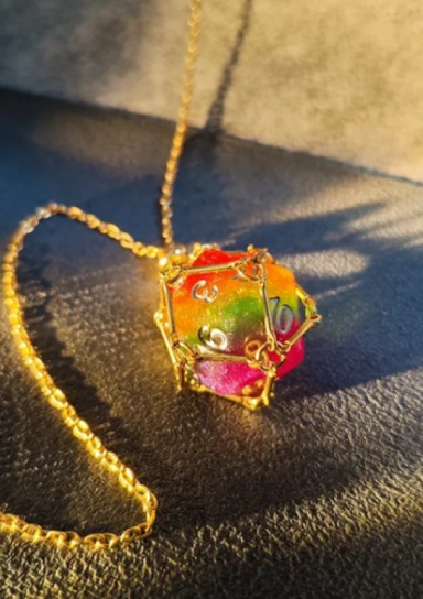 Rainbow D20 Necklace