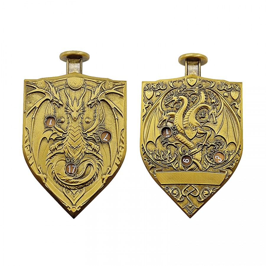 Dragon 7 in 1 Button Presser Spinning D&D Metal Dice Shield