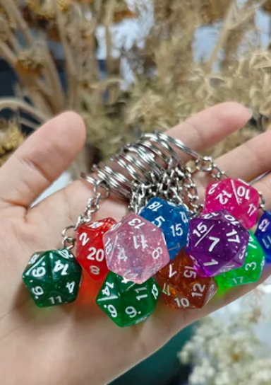 Colored d20 Keychain