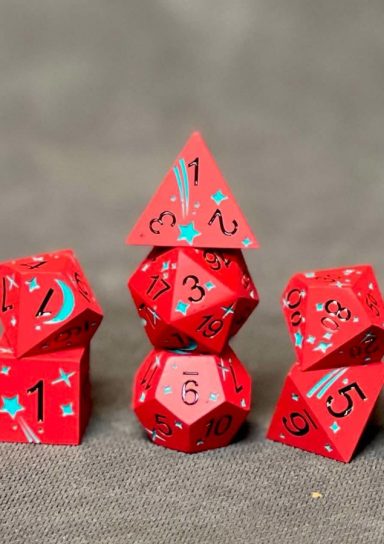 Comet Red Metal Dice Set