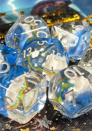 Rainbow on Clouds RPG Dice Set