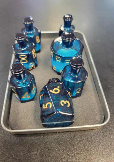 Blue Liquid Bottle Dice Set